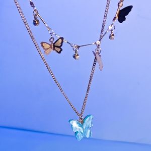 Three layered butterfly necklace